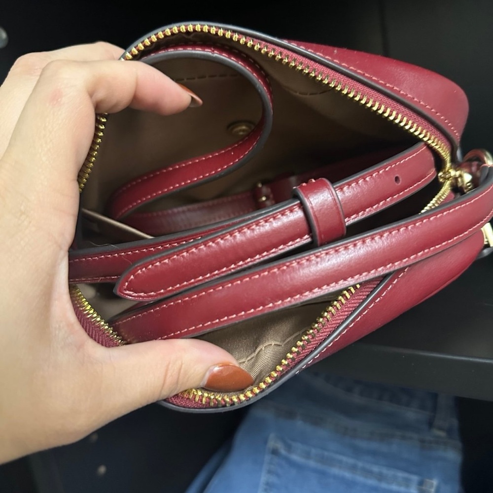 Coach Cherry Print Crossbody Bag - Tan and Red - Picture 3 of 5
